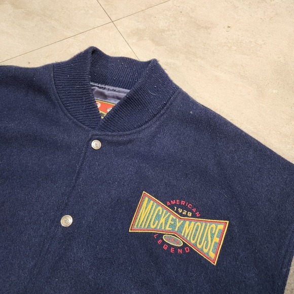 VTG Walt Disney Mens L Large Mickey Mouse Wool Varsity Bomber Jacket USA Made - Picture 7 of 12